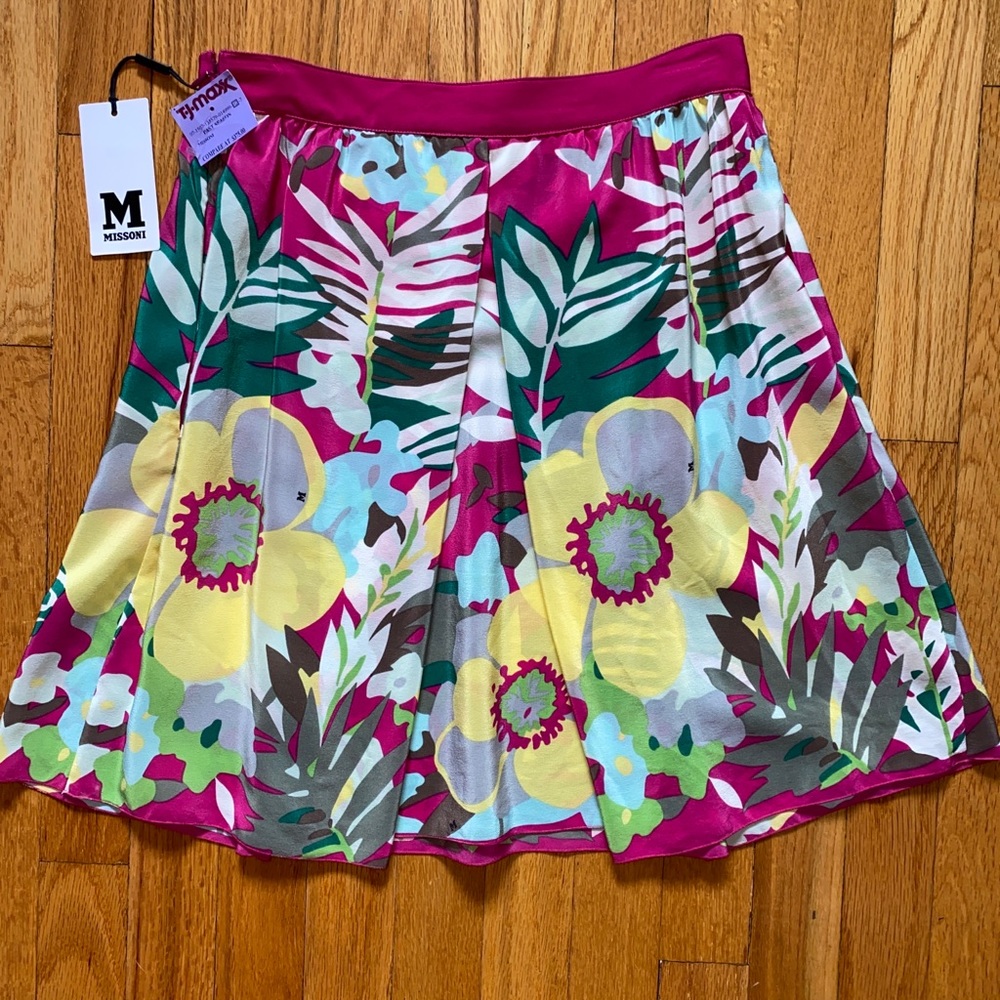 Missoni Silk Skirt Floral Scarf Pink Coquette Y2K Vintage Luxury Size XS New - Picture 12 of 16